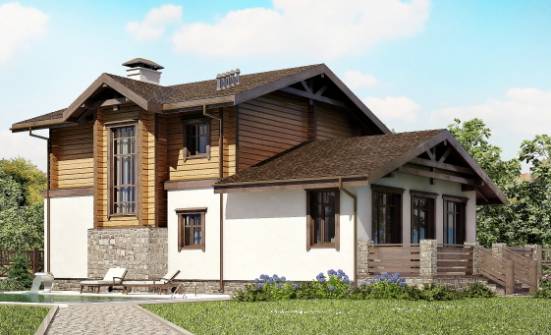170-004-Л Проект двухэтажного дома мансардой, гараж, экономичный коттедж из блока из дерева Уфа | Проекты домов от House Expert