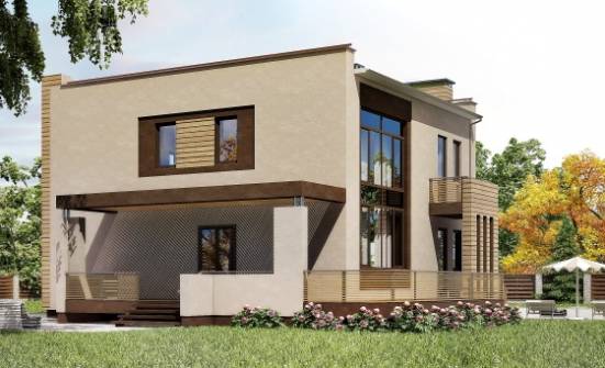 220-003-Л Проект двухэтажного дома и гаражом, красивый коттедж из пеноблока Давлеканово | Проекты домов от House Expert