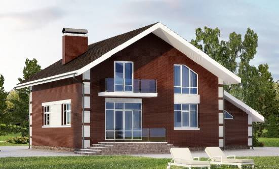 180-001-Л Проект двухэтажного дома с мансардным этажом и гаражом, классический коттедж из пеноблока Уфа | Проекты домов от House Expert