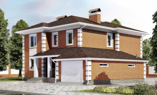 220-004-Л Проект двухэтажного дома и гаражом, классический загородный дом из кирпича Нефтекамск | Проекты домов от House Expert
