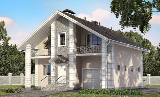 150-002-П Проект двухэтажного дома мансардный этаж, гараж, уютный загородный дом из пеноблока Туймазы | Проекты домов от House Expert