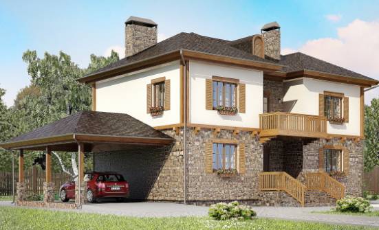 155-006-Л Проект двухэтажного дома и гаражом, скромный домик из газобетона Кумертау | Проекты домов от House Expert