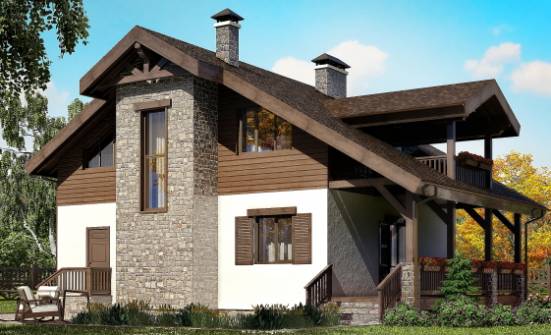 150-004-Л Проект двухэтажного дома мансардой, бюджетный домик из газосиликатных блоков Мелеуз | Проекты домов от House Expert