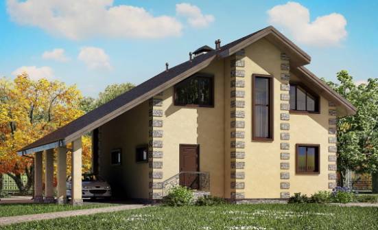150-003-П Проект двухэтажного дома с мансардным этажом и гаражом, доступный домик из твинблока Мелеуз | Проекты домов от House Expert