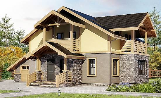 180-011-П Проект двухэтажного дома мансардный этаж, гараж, доступный дом из блока Ишимбай | Проекты домов от House Expert