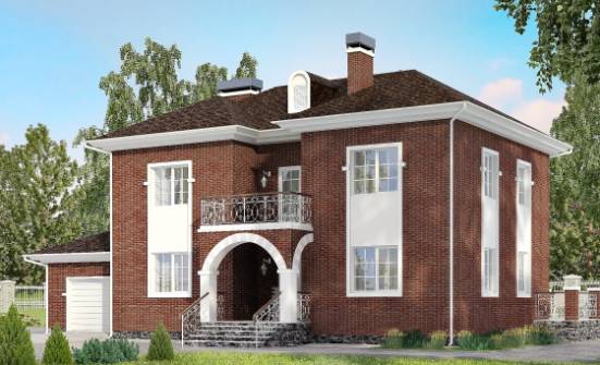 180-006-Л Проект двухэтажного дома и гаражом, просторный дом из кирпича Бирск | Проекты домов от House Expert