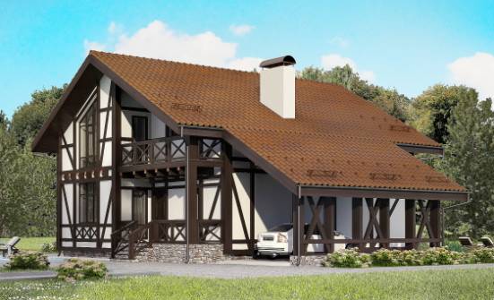 155-002-П Проект двухэтажного дома с мансардой и гаражом, красивый домик из арболита Стерлитамак | Проекты домов от House Expert