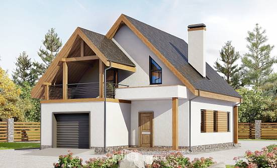120-005-П Проект двухэтажного дома мансардный этаж и гаражом, компактный домик из теплоблока Кумертау | Проекты домов от House Expert