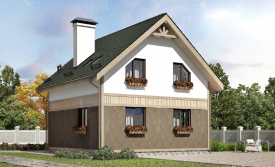 105-001-Л Проект двухэтажного дома мансардой, недорогой домик из арболита Учалы | Проекты домов от House Expert