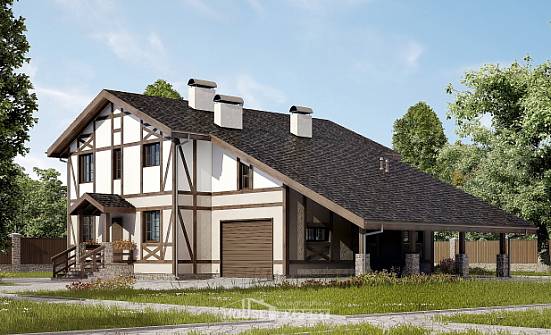 250-002-П Проект двухэтажного дома мансардой, гараж, уютный коттедж из кирпича Мелеуз | Проекты домов от House Expert