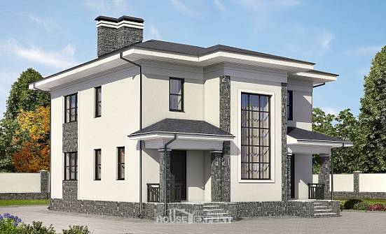 155-011-П Проект двухэтажного дома, небольшой коттедж из пеноблока Нефтекамск | Проекты домов от House Expert