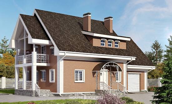 185-003-П Проект двухэтажного дома с мансардным этажом, гараж, красивый дом из блока Стерлитамак | Проекты домов от House Expert
