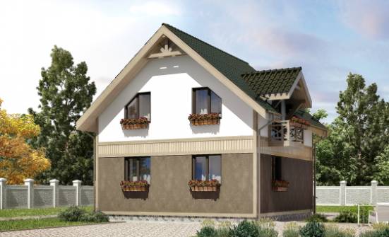 105-001-Л Проект двухэтажного дома мансардой, недорогой домик из арболита Учалы | Проекты домов от House Expert