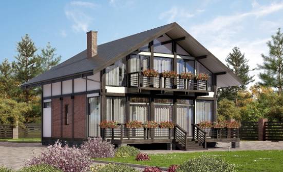 170-007-П Проект двухэтажного дома мансардой, современный коттедж из дерева Ишимбай | Проекты домов от House Expert