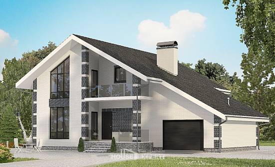 180-001-П Проект двухэтажного дома мансардный этаж, гараж, бюджетный домик из поризованных блоков Бирск | Проекты домов от House Expert