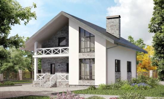 155-001-Л Проект двухэтажного дома мансардой, гараж, классический дом из твинблока Баймак | Проекты домов от House Expert