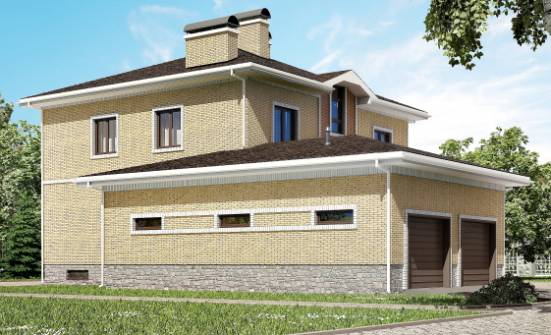 350-002-Л Проект трехэтажного дома и гаражом, большой домик из кирпича Стерлитамак | Проекты домов от House Expert