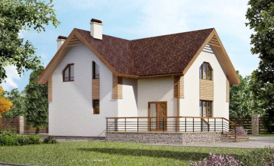 150-009-П  Проект двухэтажного дома мансардой, скромный загородный дом из арболита Туймазы | Проекты домов от House Expert