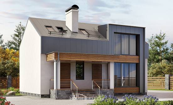 120-004-П Проект двухэтажного дома мансардой, скромный домик из газосиликатных блоков Бирск | Проекты домов от House Expert
