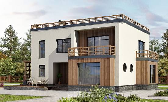 215-002-Л Проект двухэтажного дома, современный домик из твинблока Салават | Проекты домов от House Expert