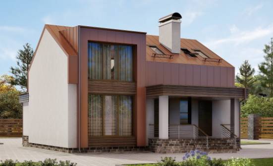 120-004-Л Проект двухэтажного дома с мансардным этажом, доступный дом из керамзитобетонных блоков Сибай | Проекты домов от House Expert