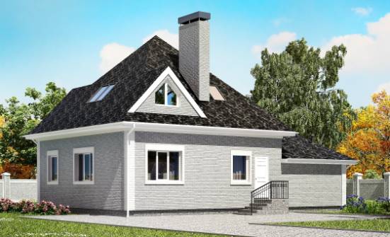 135-001-Л Проект двухэтажного дома с мансардным этажом и гаражом, компактный коттедж из кирпича Бирск | Проекты домов от House Expert