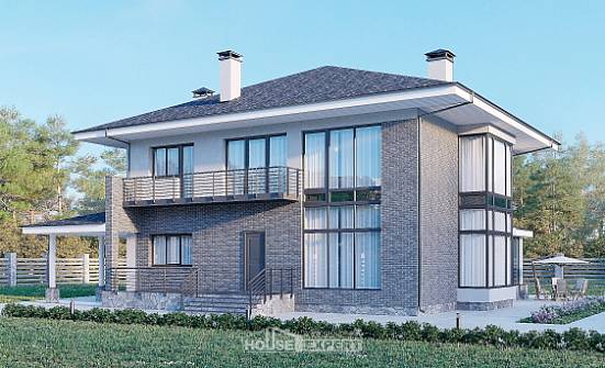 250-004-Л Проект двухэтажного дома, красивый коттедж из газобетона Кумертау | Проекты домов от House Expert