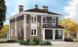 185-002-П Проект двухэтажного дома, недорогой коттедж из теплоблока Сибай, House Expert