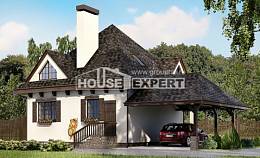 110-002-Л Проект двухэтажного дома мансардой и гаражом, простой домик из блока Кумертау, House Expert
