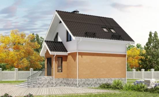 100-005-Л Проект трехэтажного дома мансардой, бюджетный домик из керамзитобетонных блоков Мелеуз | Проекты домов от House Expert