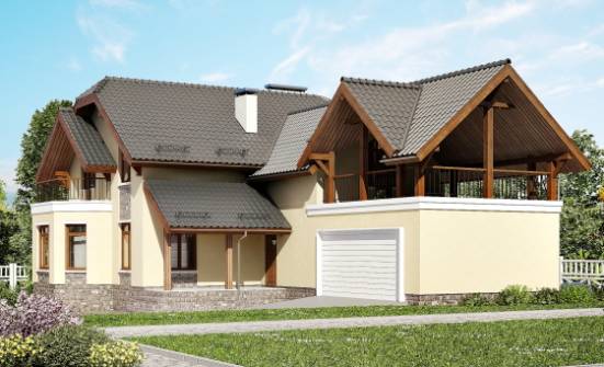 255-003-П Проект трехэтажного дома с мансардой, гараж, современный домик из блока Баймак | Проекты домов от House Expert