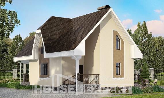 125-001-Л Проект двухэтажного дома с мансардой, классический коттедж из бризолита Туймазы, House Expert