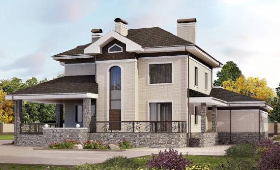 365-001-Л Проект трехэтажного дома, гараж, классический загородный дом из кирпича Нефтекамск | Проекты домов от House Expert