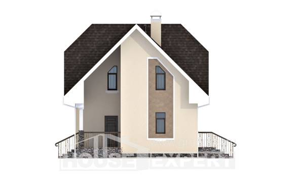 125-001-Л Проект двухэтажного дома с мансардой, экономичный загородный дом из пеноблока Мелеуз, House Expert