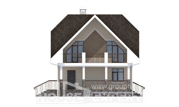 125-001-Л Проект двухэтажного дома с мансардой, уютный домик из блока Ишимбай, House Expert