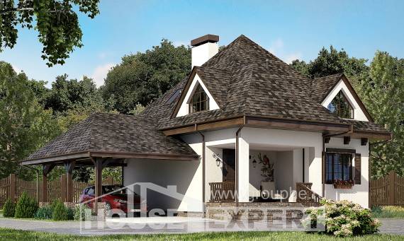 110-002-Л Проект двухэтажного дома с мансардным этажом, гараж, небольшой домик из поризованных блоков Туймазы, House Expert