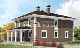 185-002-П Проект двухэтажного дома, недорогой коттедж из арболита Туймазы, House Expert