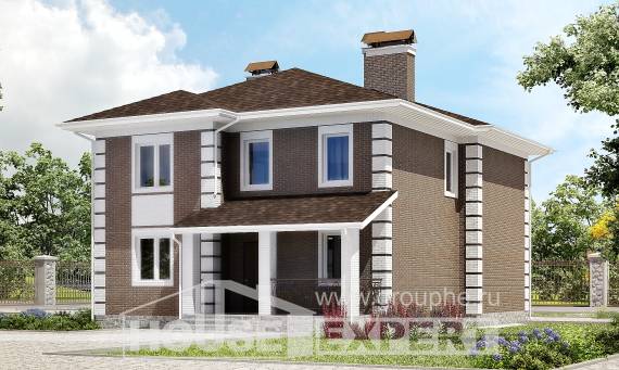 185-002-П Проект двухэтажного дома, недорогой коттедж из блока Давлеканово, House Expert