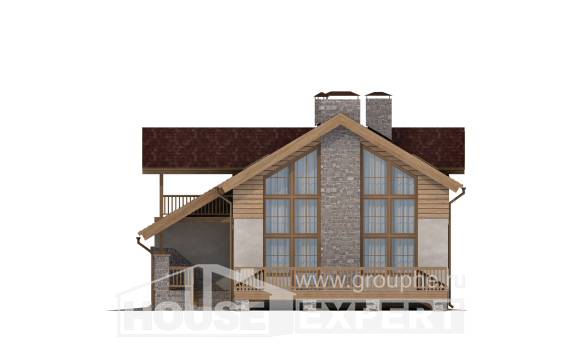 165-002-П Проект двухэтажного дома мансардой и гаражом, скромный загородный дом из бризолита Учалы, House Expert