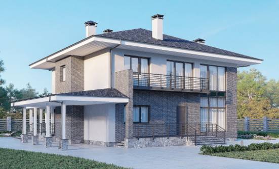 250-004-Л Проект двухэтажного дома, красивый коттедж из газобетона Кумертау | Проекты домов от House Expert