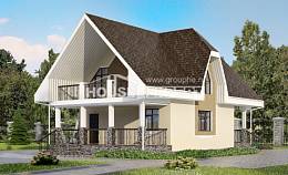 125-001-Л Проект двухэтажного дома с мансардой, небольшой загородный дом из поризованных блоков Ишимбай, House Expert