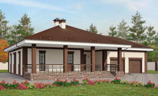 160-015-П Проект одноэтажного дома, гараж, доступный домик из пеноблока Бирск | Проекты одноэтажных домов от House Expert