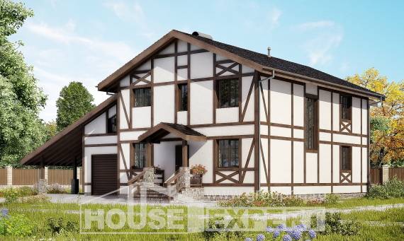 250-002-Л Проект двухэтажного дома мансардой и гаражом, уютный дом из кирпича Ишимбай, House Expert