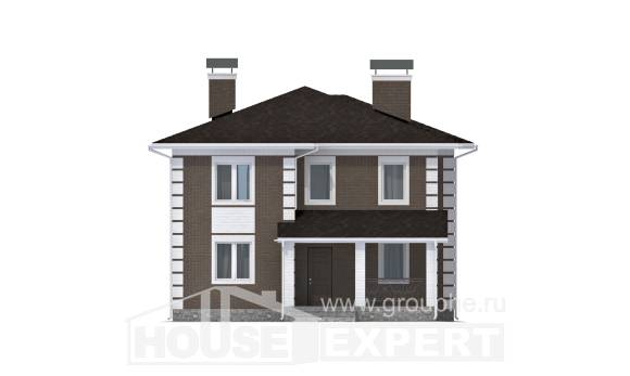 185-002-П Проект двухэтажного дома, скромный домик из газобетона Туймазы, House Expert