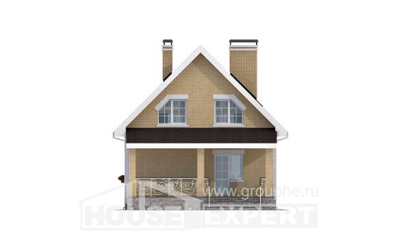 130-004-П Проект двухэтажного дома с мансардным этажом, скромный дом из арболита Уфа, House Expert