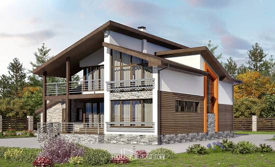240-004-П Проект двухэтажного дома мансардный этаж и гаражом, просторный дом из пеноблока Мелеуз | Проекты домов от House Expert