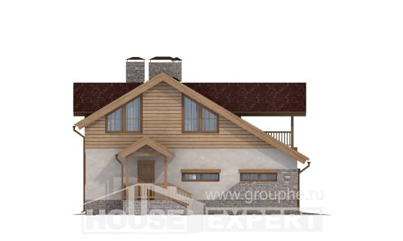 165-002-П Проект двухэтажного дома с мансардным этажом и гаражом, простой загородный дом из твинблока Салават, House Expert