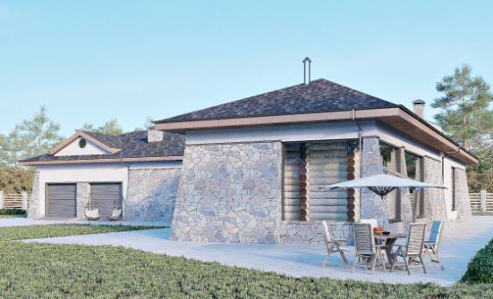 280-004-Л Проект одноэтажного дома, гараж, классический дом из бризолита Давлеканово | Проекты домов от House Expert