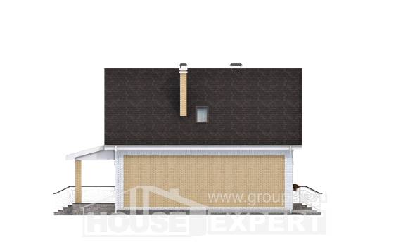 130-004-П Проект двухэтажного дома мансардой, бюджетный коттедж из пеноблока Уфа, House Expert