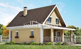 130-004-П Проект двухэтажного дома мансардой, бюджетный загородный дом из твинблока Туймазы, House Expert